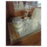 Mirrored Dresser Tray With Avon Fairy Light & Beauty Items