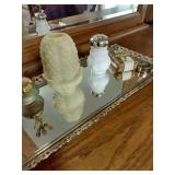 Mirrored Dresser Tray With Avon Fairy Light & Beauty Items