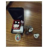 Vintage Screwback Earrings & Cloisonne Pin