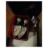 Vintage Screwback Earrings & Cloisonne Pin