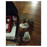 Vintage Screwback Earrings & Cloisonne Pin