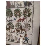 Framed Cross-stitch & (2) Candle Holders