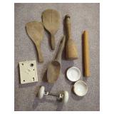 Vintage Wood, Metal & Porcelain Lot