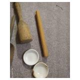 Vintage Wood, Metal & Porcelain Lot