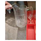 Longchamp Crystal Glasses (9) & Matching Pitcher