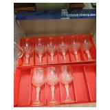 Longchamp Crystal Glasses (9) & Matching Pitcher
