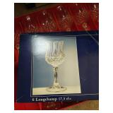Longchamp Crystal Glasses (9) & Matching Pitcher