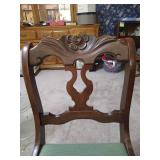 Vintage Wooden Chair With Needlepoint Seat & Small Hand-Made Wood Table