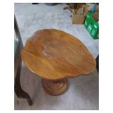 Vintage Wooden Chair With Needlepoint Seat & Small Hand-Made Wood Table