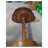 Vintage Wooden Chair With Needlepoint Seat & Small Hand-Made Wood Table