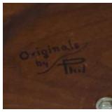 Vintage Wooden Chair With Needlepoint Seat & Small Hand-Made Wood Table