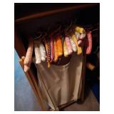 Vintage Folding Clothes Hamper & Several Padded Hangers