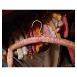 Vintage Folding Clothes Hamper & Several Padded Hangers