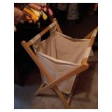 Vintage Folding Clothes Hamper & Several Padded Hangers