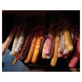 Vintage Folding Clothes Hamper & Several Padded Hangers