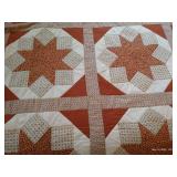 Vintage Wood Double Bed & Handmade Star Quilt
