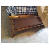 Vintage Wood Double Bed & Handmade Star Quilt