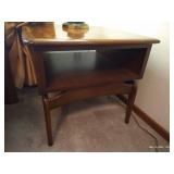 Vintage Wood Bedside Table & Lamp