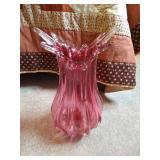 Vintage Pink Czech/Bohemia Glass Vase