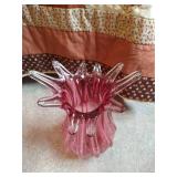 Vintage Pink Czech/Bohemia Glass Vase