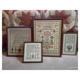 (4) Framed Cross-stitch Samplers