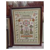(4) Framed Cross-stitch Samplers