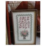 (4) Framed Cross-stitch Samplers