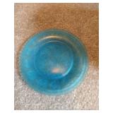 Carnival Glass Candy Dish & Blue Glassware