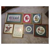 (7) Framed Christmas Cross-stitch