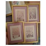 Picture Lot - Flower Prints, Stencils, Etc