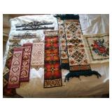 Lot of Hardanger & Needlepoint Art & Hanging Hardware