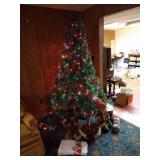 7ft Christmas Tree w/ 2ft Resin Christmas Moose & Bear, Etc