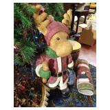 7ft Christmas Tree w/ 2ft Resin Christmas Moose & Bear, Etc