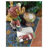 7ft Christmas Tree w/ 2ft Resin Christmas Moose & Bear, Etc