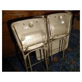 Two Metal Fold-Flat Chairs w/Card Table