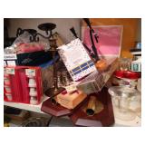 Shelf of Candles, Candle Holders, Votives, Candle Making Items