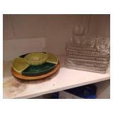 Hazel Atlas Orchard Crystal Luncheon Plates & Cups & Lazy Susan