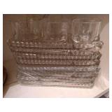 Hazel Atlas Orchard Crystal Luncheon Plates & Cups & Lazy Susan