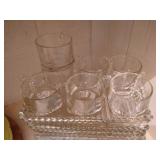 Hazel Atlas Orchard Crystal Luncheon Plates & Cups & Lazy Susan