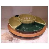 Hazel Atlas Orchard Crystal Luncheon Plates & Cups & Lazy Susan