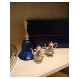 Shelf of Crystal Glasses, Platters, Punch Bowl, Etc