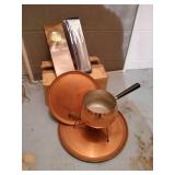 Copper Fondue Set w/Base & Plates & Fondue Forks