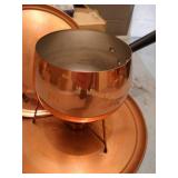 Copper Fondue Set w/Base & Plates & Fondue Forks