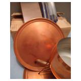 Copper Fondue Set w/Base & Plates & Fondue Forks