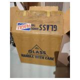 West Virginia Glass Punch Bowl Set w/ Cups & Ladle "Goldfish Bowl" Style