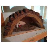Homemade Nativity in Log w/ Light