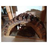 Homemade Nativity in Log w/ Light