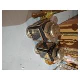 Tall Vintage Lamp w/ Crystals, Brass Candle Sticks & Lanterns