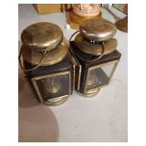 Tall Vintage Lamp w/ Crystals, Brass Candle Sticks & Lanterns