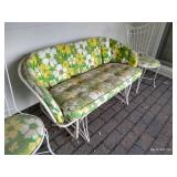 Outdoor Green & Yellow Chairs & Rocking Couch- great metal bases